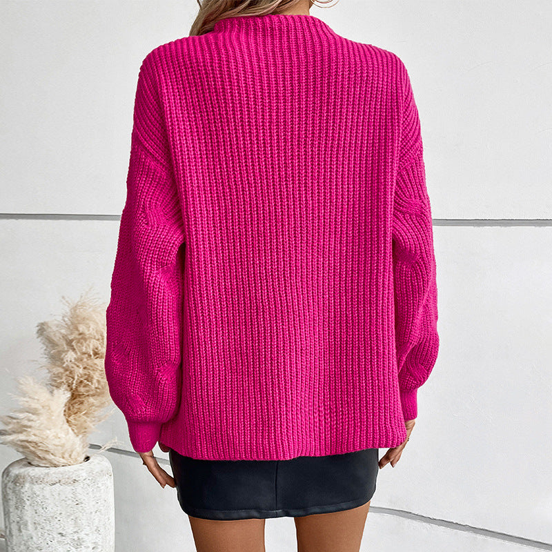 Damen Grobstrickpullover mit auffälligem Wellenmuster EB