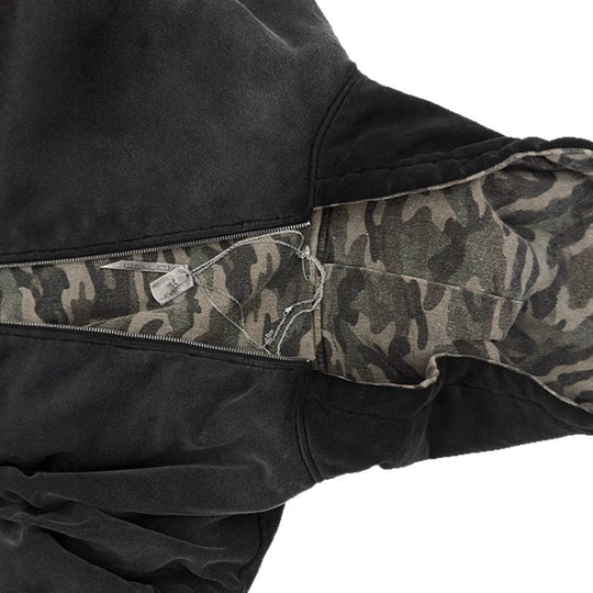 Damen Oversized Camouflage-Jacke mit Kapuze und Reißverschluss EB