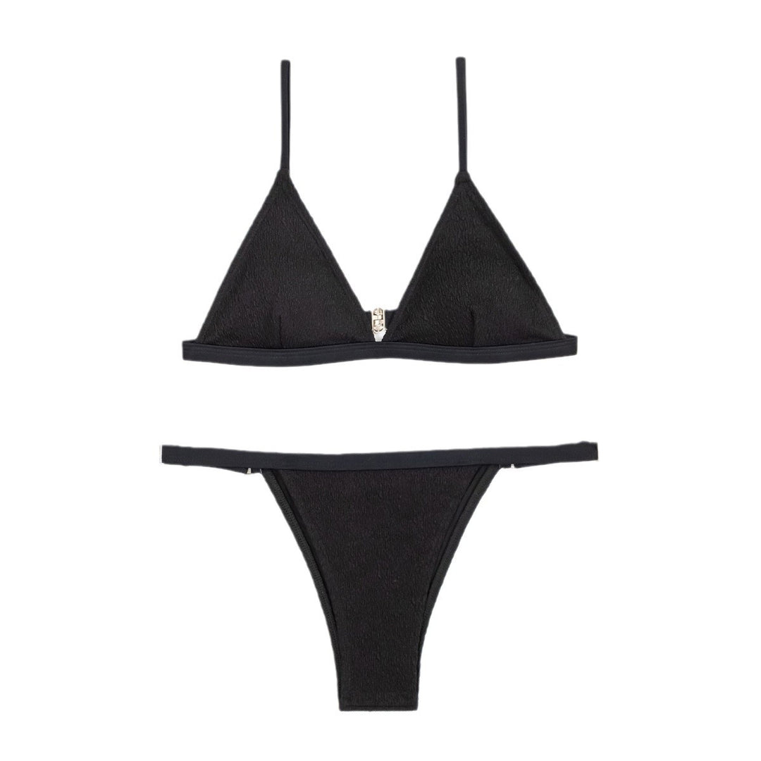Damen Triangel-Bikini mit elegantem Textur und verstellbaren Trägern EB