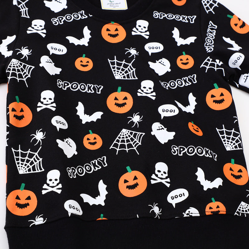 Kinder Sweatshirt mit gruseligem Halloween-Motiv EB