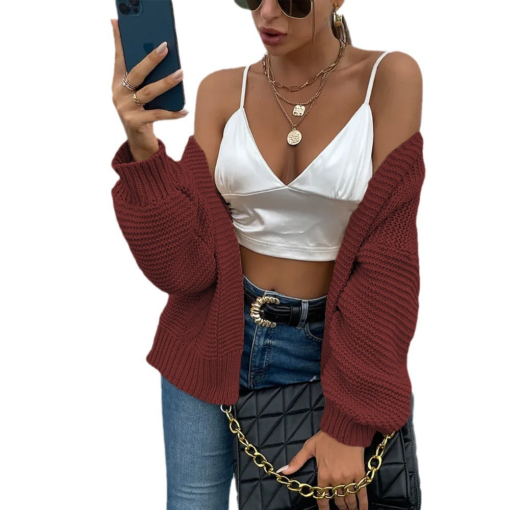 Damen Grobstrickjacke mit weitem Schnitt und weichen Ärmeln EB