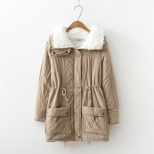 Damen Übergangsjacke mit abnehmbarem Kunstfellkragen und praktischen Taschen EB