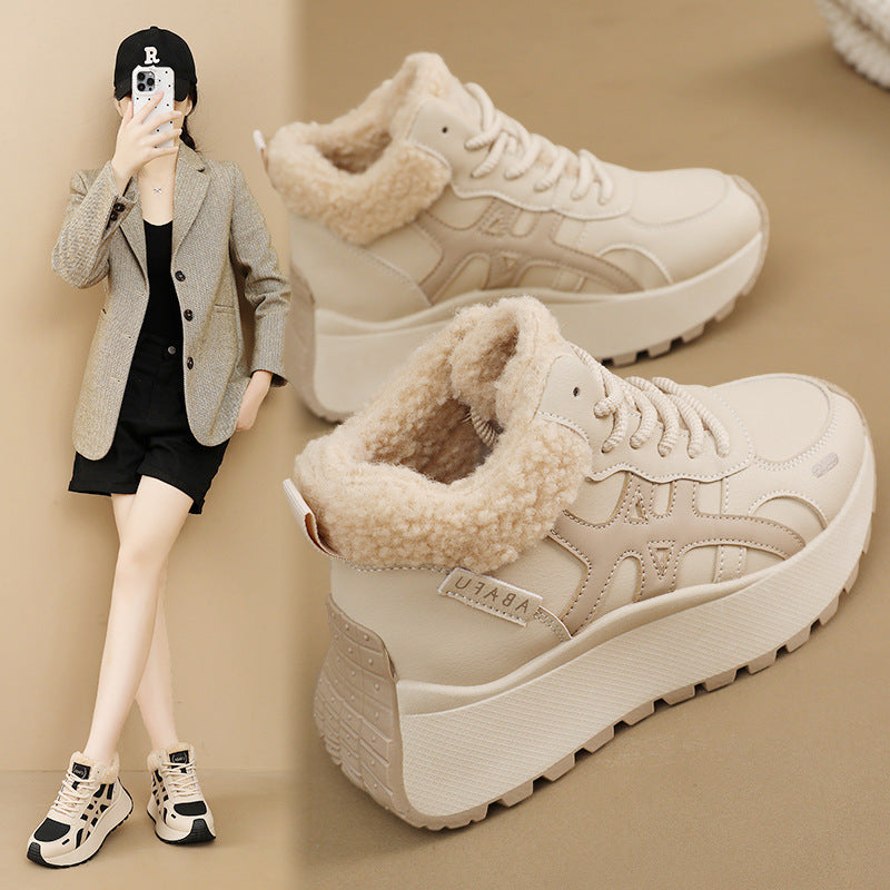 Damen Hochschnitt Sneakers mit warmem Fleece-Innenfutter und rutschfester Laufsohle EB