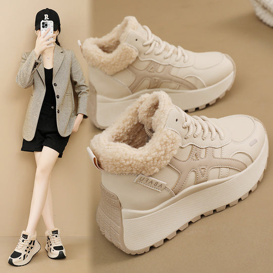 Damen Hochschnitt Sneakers mit warmem Fleece-Innenfutter und rutschfester Laufsohle EB