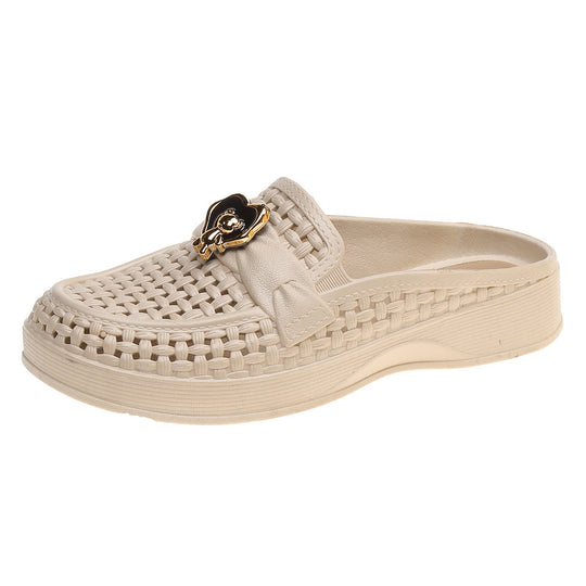 Damen Bequeme Slip-On Clogs mit dekorativem Einarbeitung EB