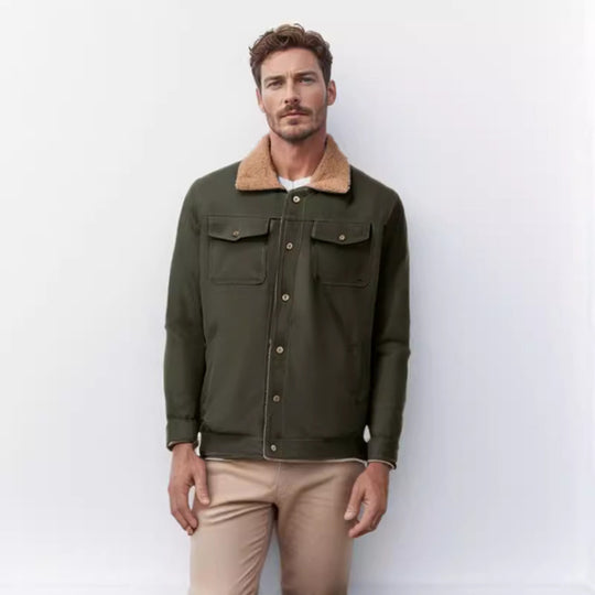 Herren robuste Canvasjacke mit Teddy-Kragen EB