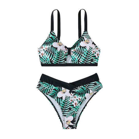 Damen Bikini mit floralem Design und verstellbaren Trägern EB