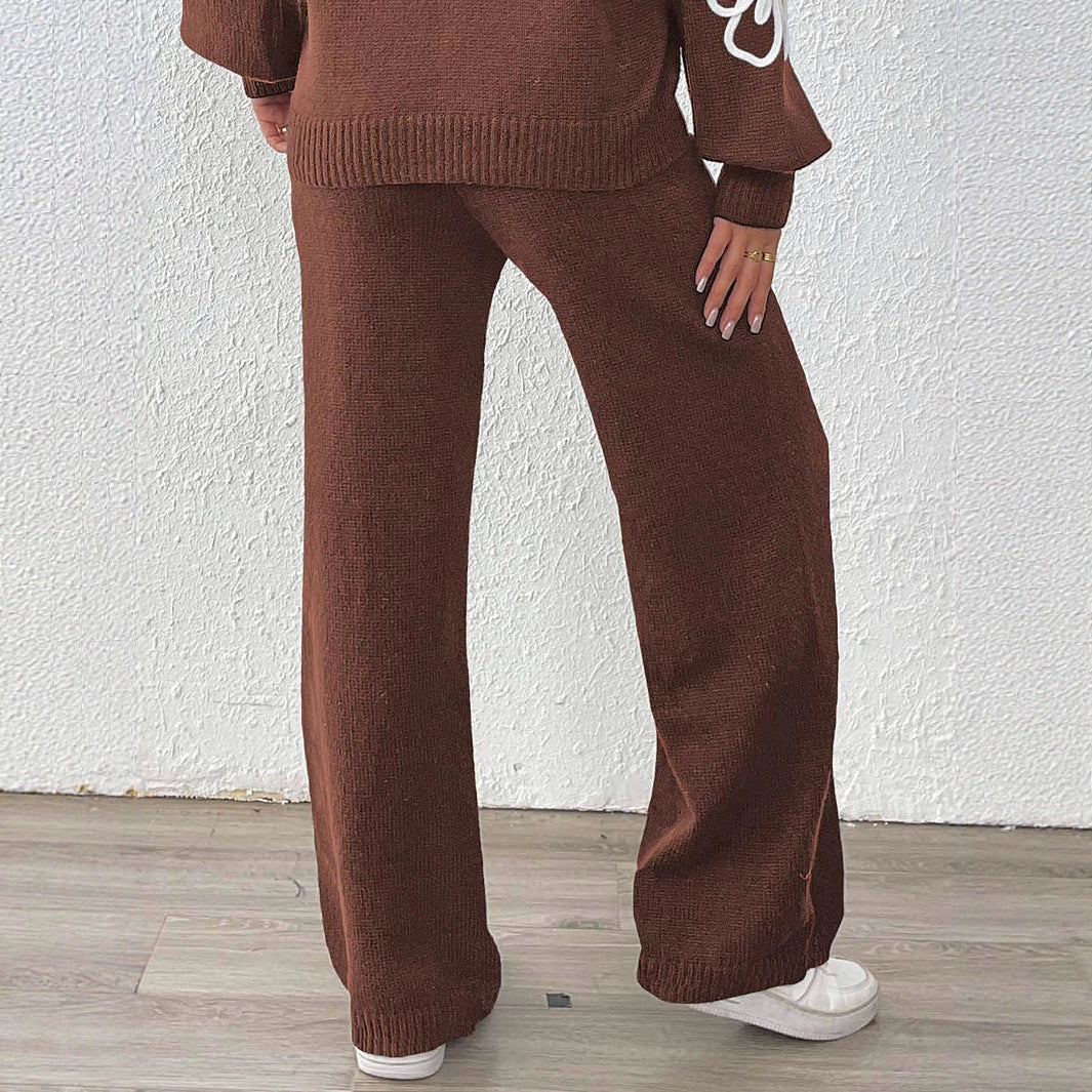 Damen lässige Strickhose mit weitem Schnitt EB