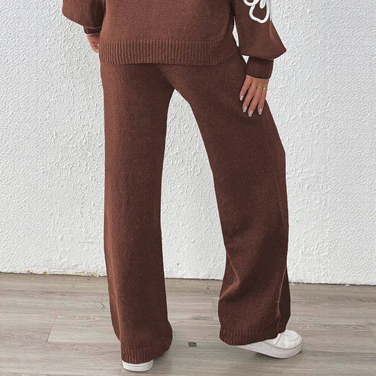 Damen lässige Strickhose mit weitem Schnitt EB