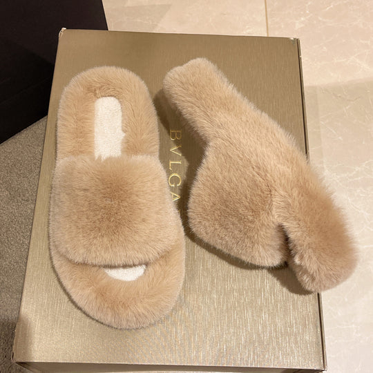 Damen Fleece-Hausschuhe mit luxuriösem Plüsch und weichem Fußbett EB