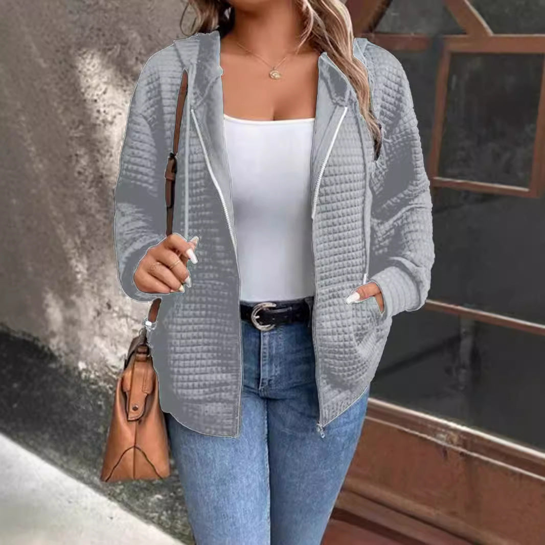 Damen Gefütterte Zip-Jacke mit Kängurutasche EB