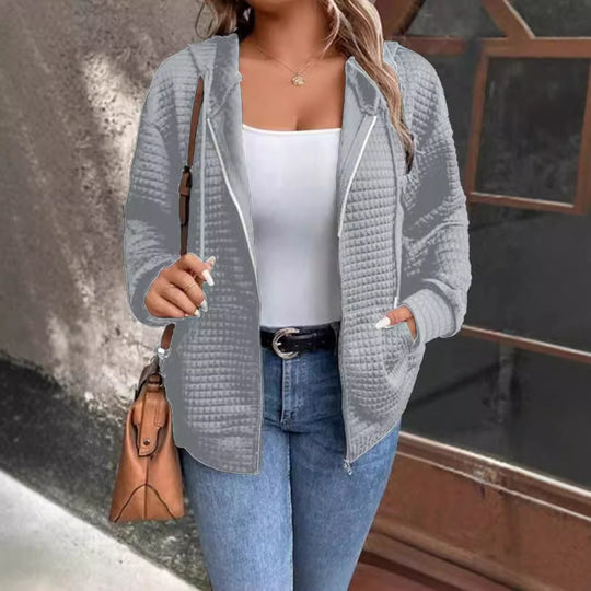 Damen Gefütterte Zip-Jacke mit Kängurutasche EB
