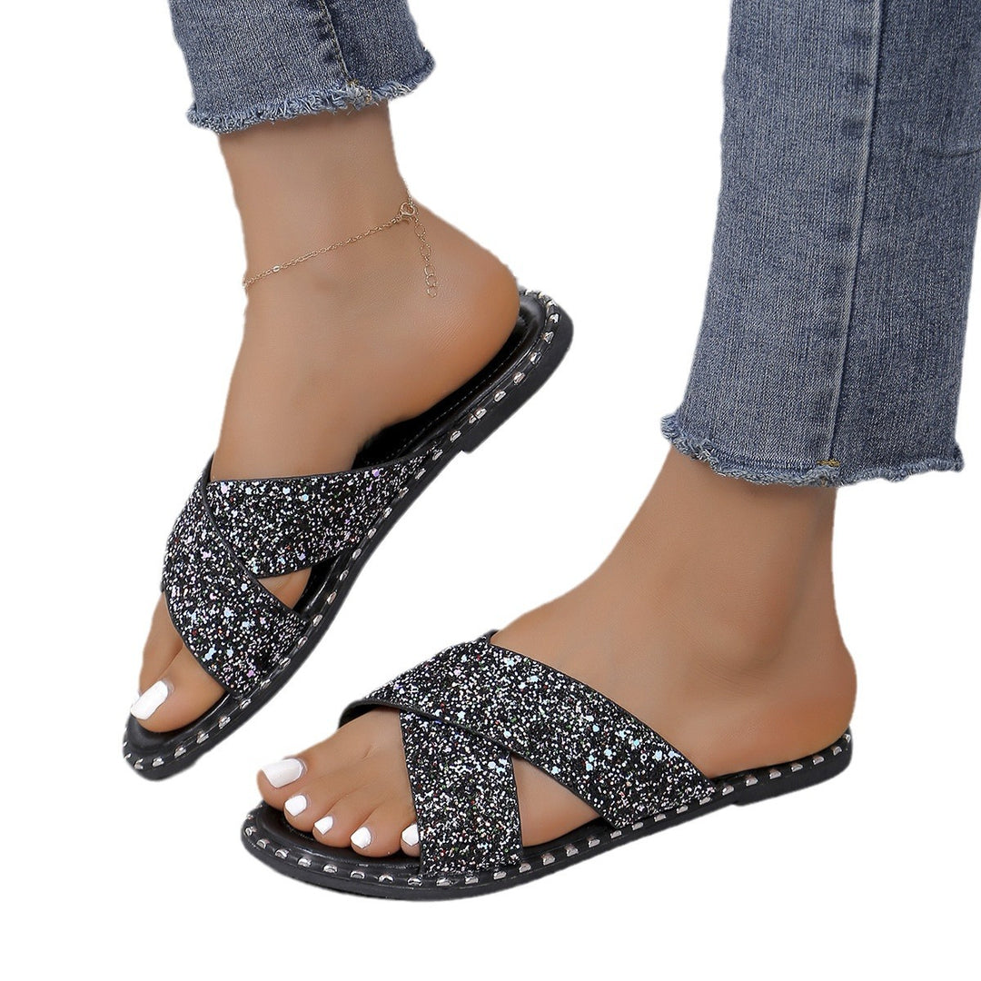 Damen Glamouröse Glitzersandalen EB