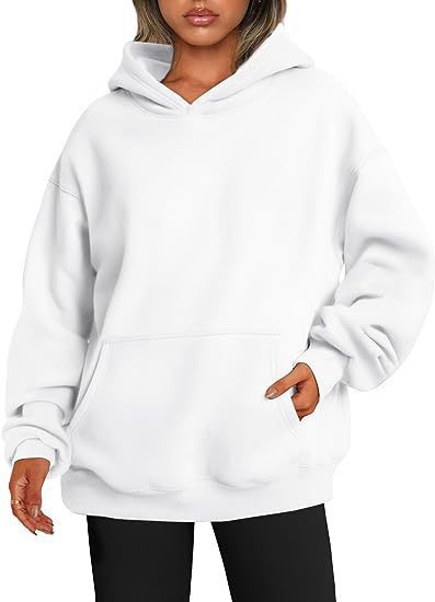 Damen nan Oversize Kapuzenpullover aus weicher Baumwollmischung mit Kängurutasche EB