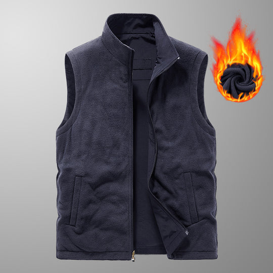 Herren gefütterte Thermo-Weste mit Fleece-Innenfutter, winddichter Außenlage und multiplen Reißverschlusstaschen EB