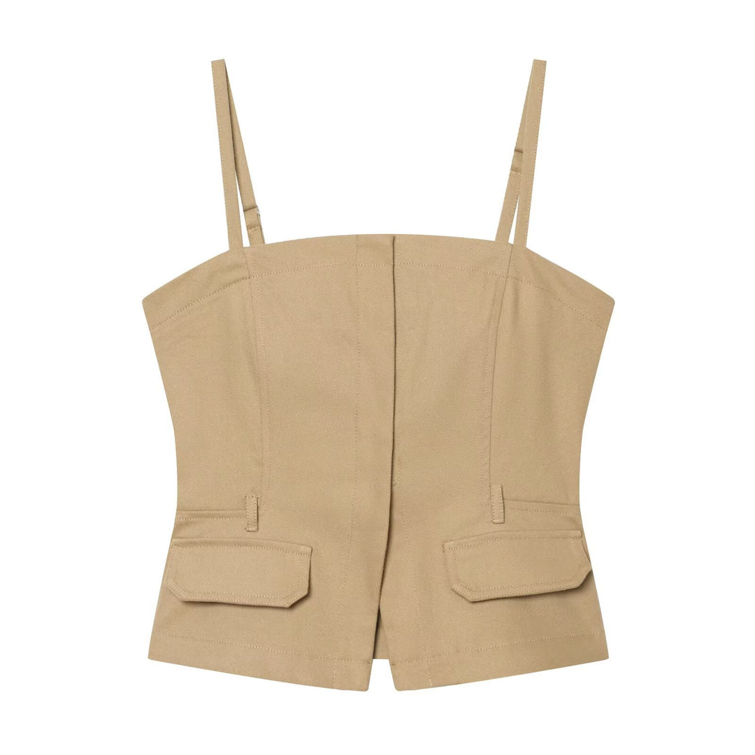 Damen elegante weit geschnittene Hochbundhose mit praktischen Taschen EB