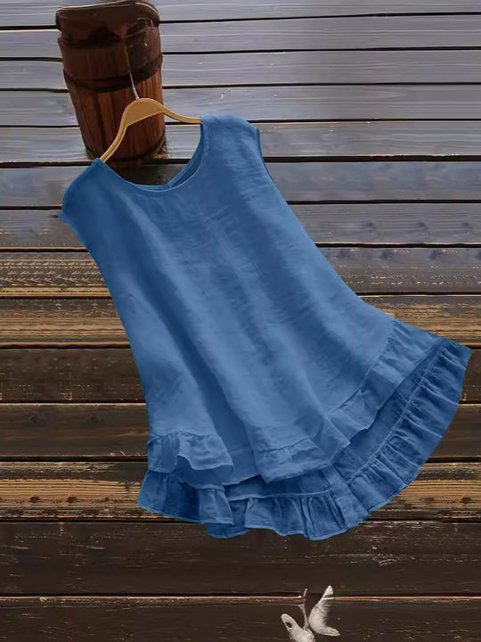 Damen Leichtes Sommerkleid aus atmungsaktivem Material mit Rüschendetails EB