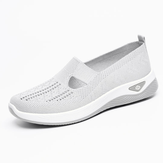 Damen Komfortable Slip-On Sneakers mit luftdurchlässigem Strickdesign EB