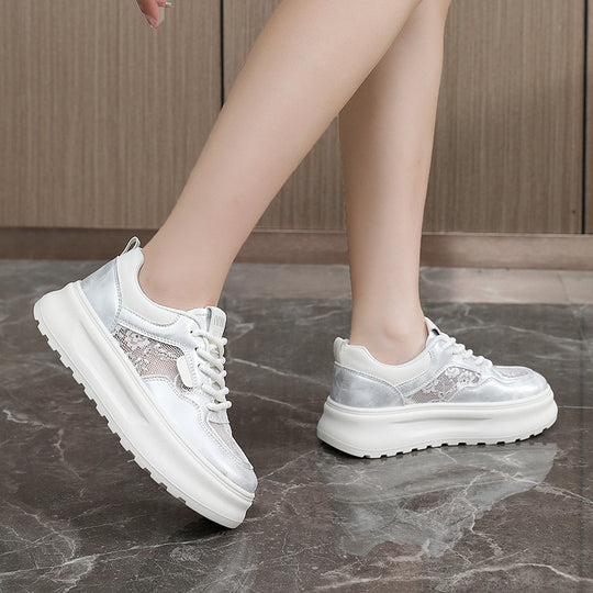 Damen Chunky Sneakers mit luftiger Mesh-Oberfläche und komfortabler Dämpfung EB