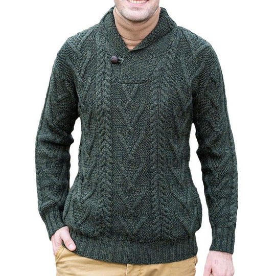 Herren Strickpullover mit klassischem Kragen und strukturiertem Muster EB