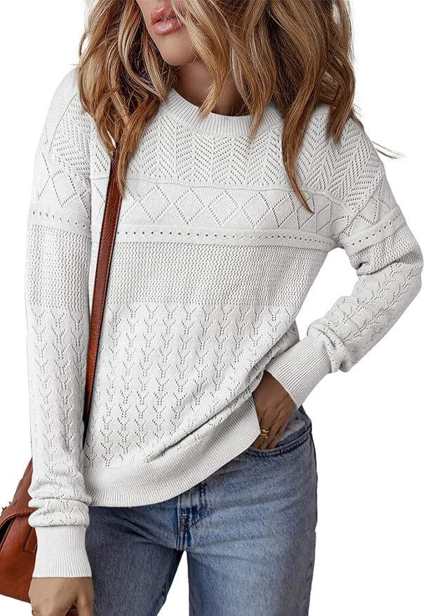 Damen Strickpullover mit strukturiertem Muster und Rundhalsausschnitt EB