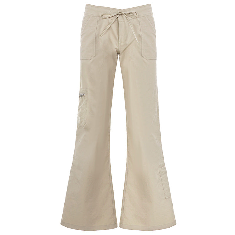 Damen nan weite Highwaist Cargo-Schlaghose mit Tunnelzug, Mehrfachtaschen und legerer Silhouette EB