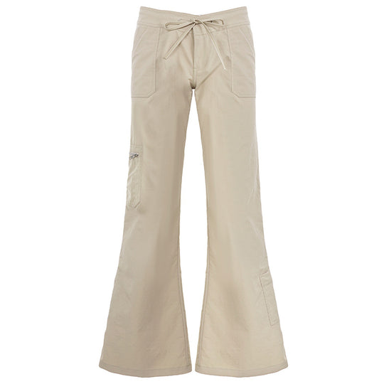 Damen nan weite Highwaist Cargo-Schlaghose mit Tunnelzug, Mehrfachtaschen und legerer Silhouette EB