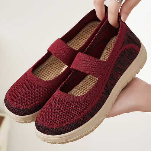 Damen Bequeme Slip-On Sportschuhe mit elastischem Riemen EB