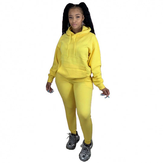 Damen Zweiteiliges Freizeitset mit Oversize Kapuzenpullover und Leggings mit hohem Bund, schmaler Passform EB
