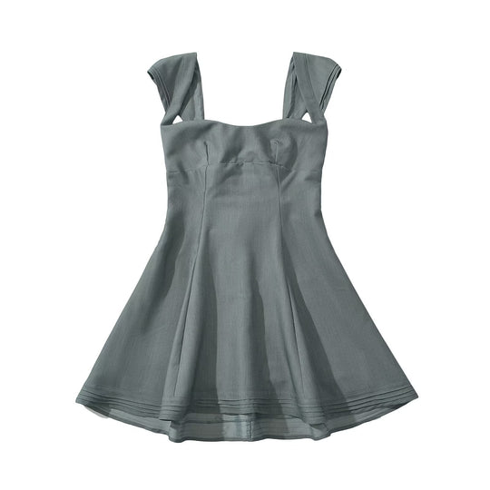 Damen Sommerkleid mit angeschnittenen Trägern und fließendem Rock EB