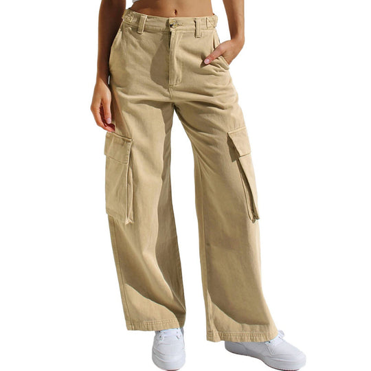 Damen Cargo-Hose mit weitem Bein und praktischen Taschen EB