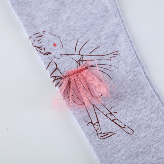 Mädchen Leggings mit niedlicher Ballett-Tüllapplikation EB