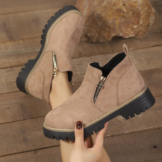 Damen modische Ankle-Stiefeletten mit seitlichem Reißverschluss und rutschfester Sohle EB