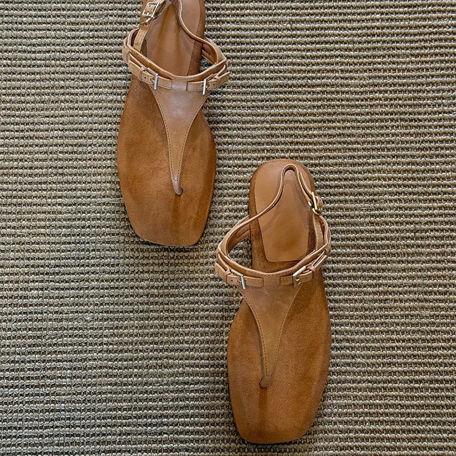 Damen Zehentrenner Sandalen mit komfortablem Fußbett und verstellbarem Riemchen EB