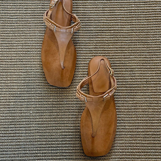Damen Zehentrenner Sandalen mit komfortablem Fußbett und verstellbarem Riemchen EB
