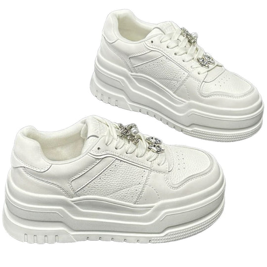 Damen modische Sneaker mit luxuriösem Schmuckdetail und komfortabler Plateau-Sohle EB