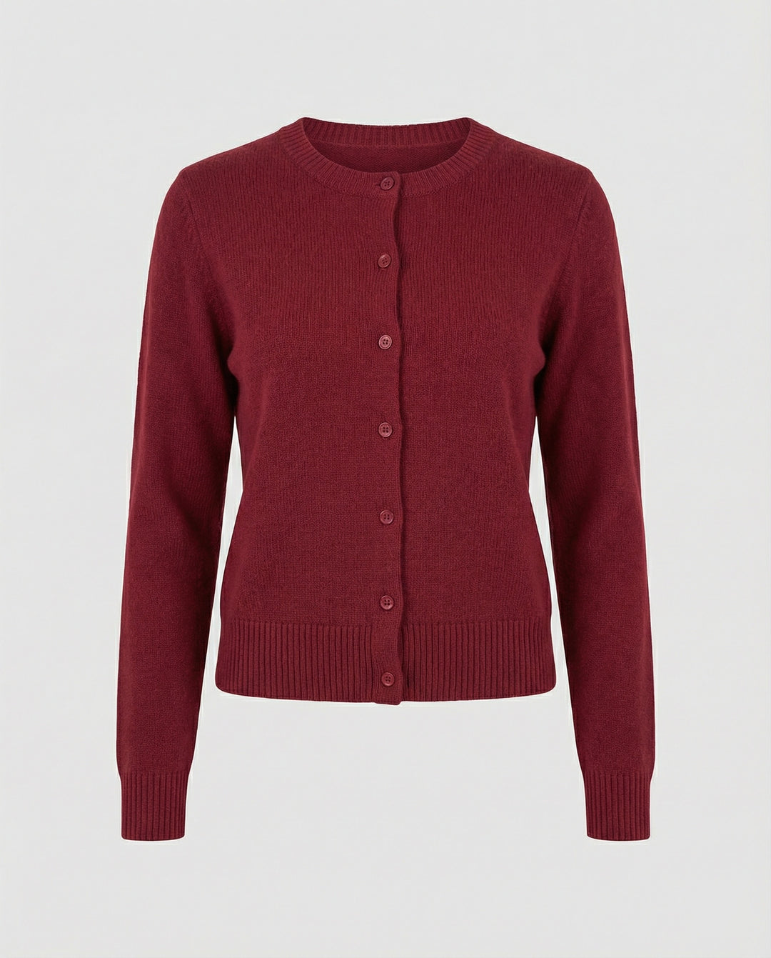 Damen kurz geschnittener Feinstrickcardigan mit sichtbarer Knopfreihe geripptem Saum und legerer Schulterpartie EB