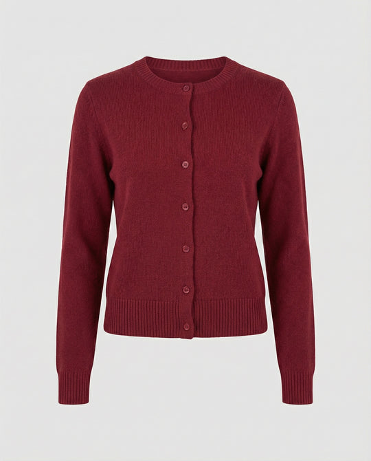 Damen kurz geschnittener Feinstrickcardigan mit sichtbarer Knopfreihe geripptem Saum und legerer Schulterpartie EB