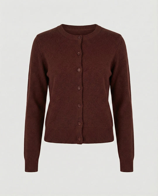 Damen kurz geschnittener Feinstrickcardigan mit sichtbarer Knopfreihe geripptem Saum und legerer Schulterpartie EB
