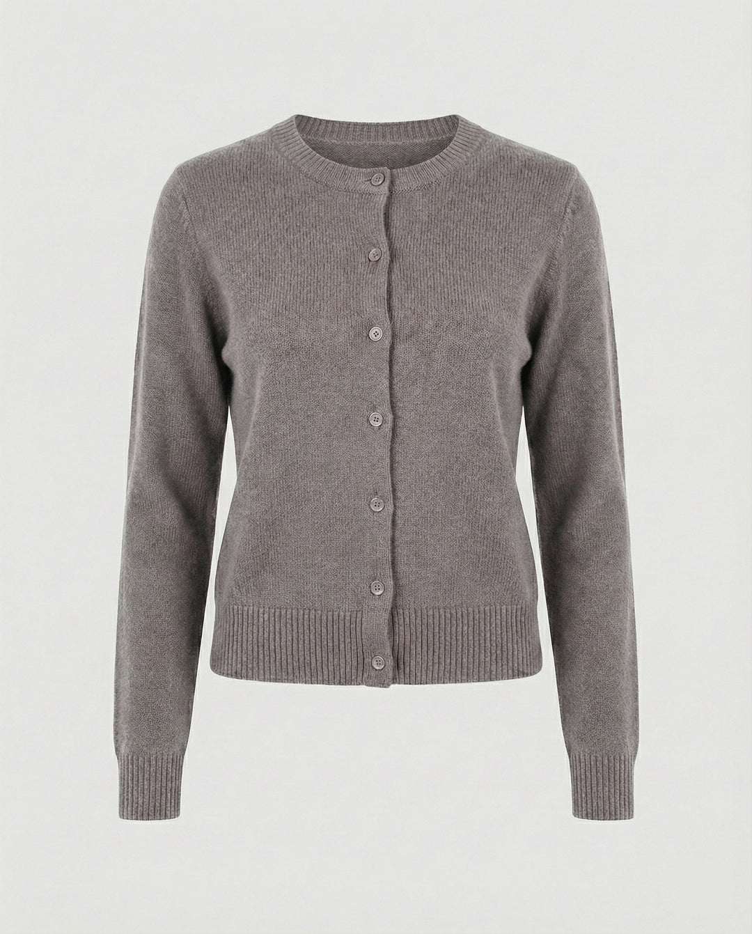 Damen kurz geschnittener Feinstrickcardigan mit sichtbarer Knopfreihe geripptem Saum und legerer Schulterpartie EB