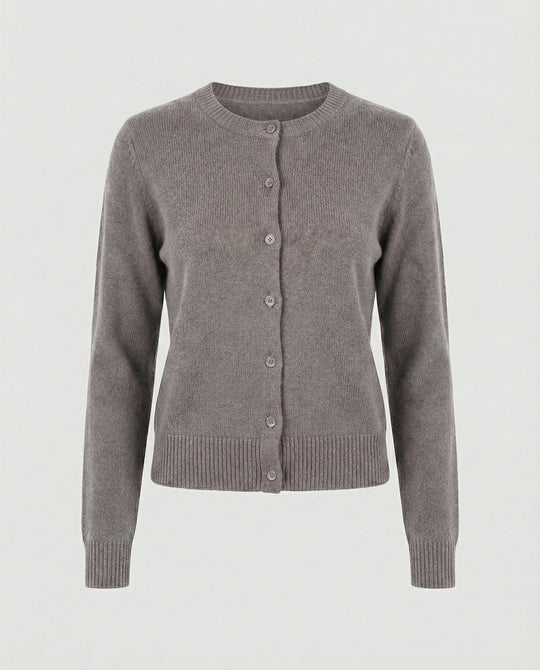 Damen kurz geschnittener Feinstrickcardigan mit sichtbarer Knopfreihe geripptem Saum und legerer Schulterpartie EB