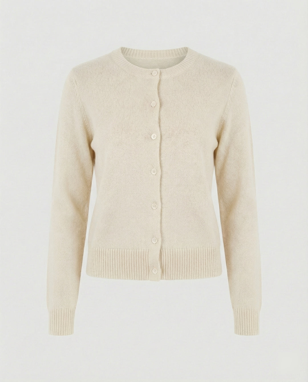 Damen kurz geschnittener Feinstrickcardigan mit sichtbarer Knopfreihe geripptem Saum und legerer Schulterpartie EB