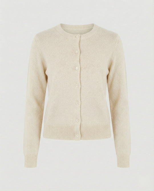 Damen kurz geschnittener Feinstrickcardigan mit sichtbarer Knopfreihe geripptem Saum und legerer Schulterpartie EB