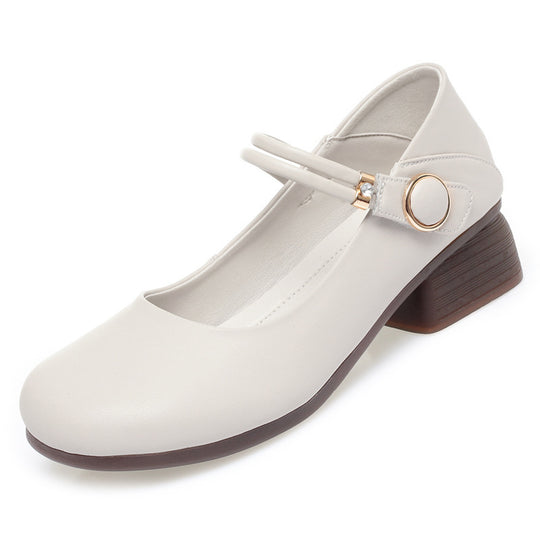 Damen Komfortable Mary Jane Ballerinas mit eleganten Details und stabilem Absatz EB