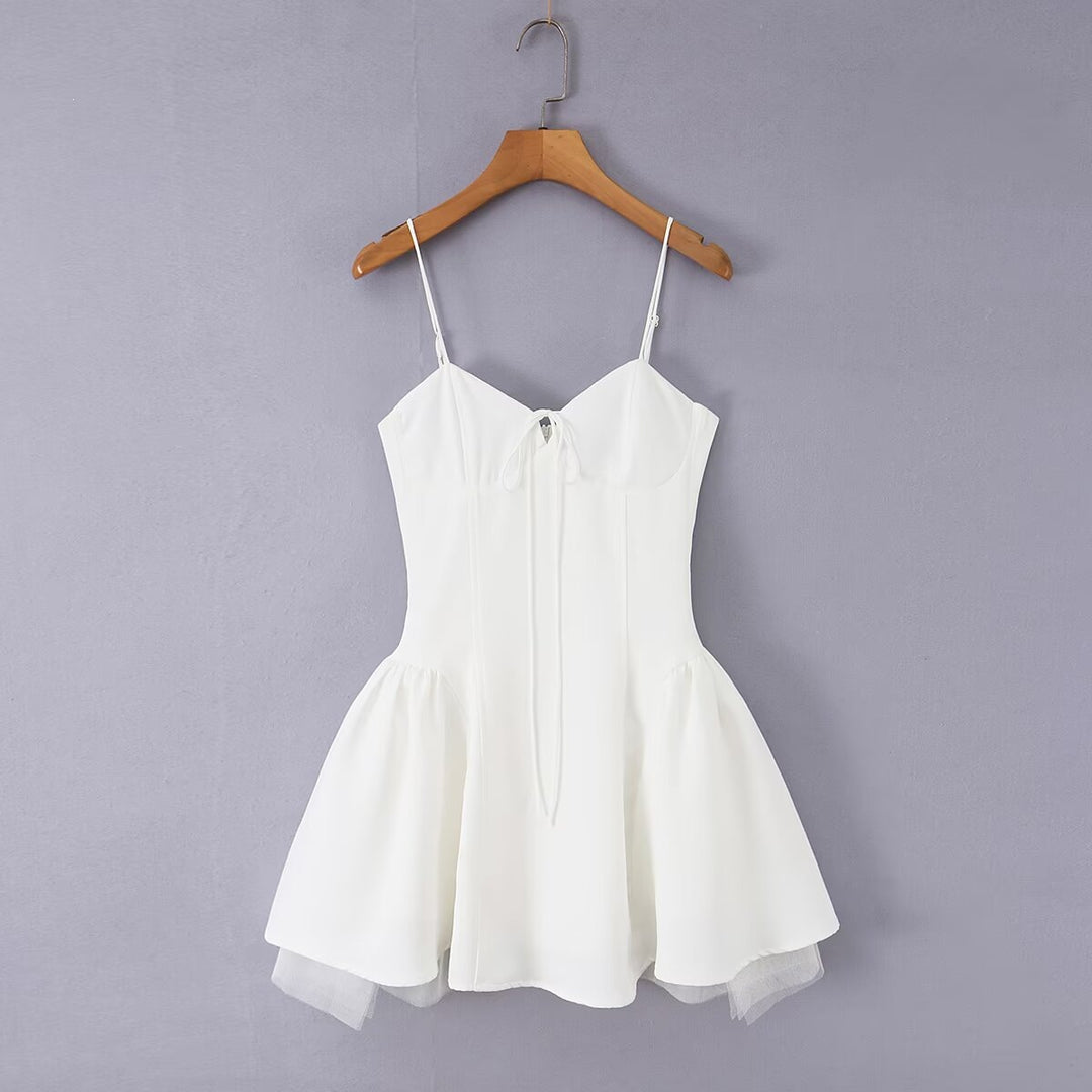 Damen Wickelkleid mit eleganter Schleifenverzierung und voluminösem Rock EB