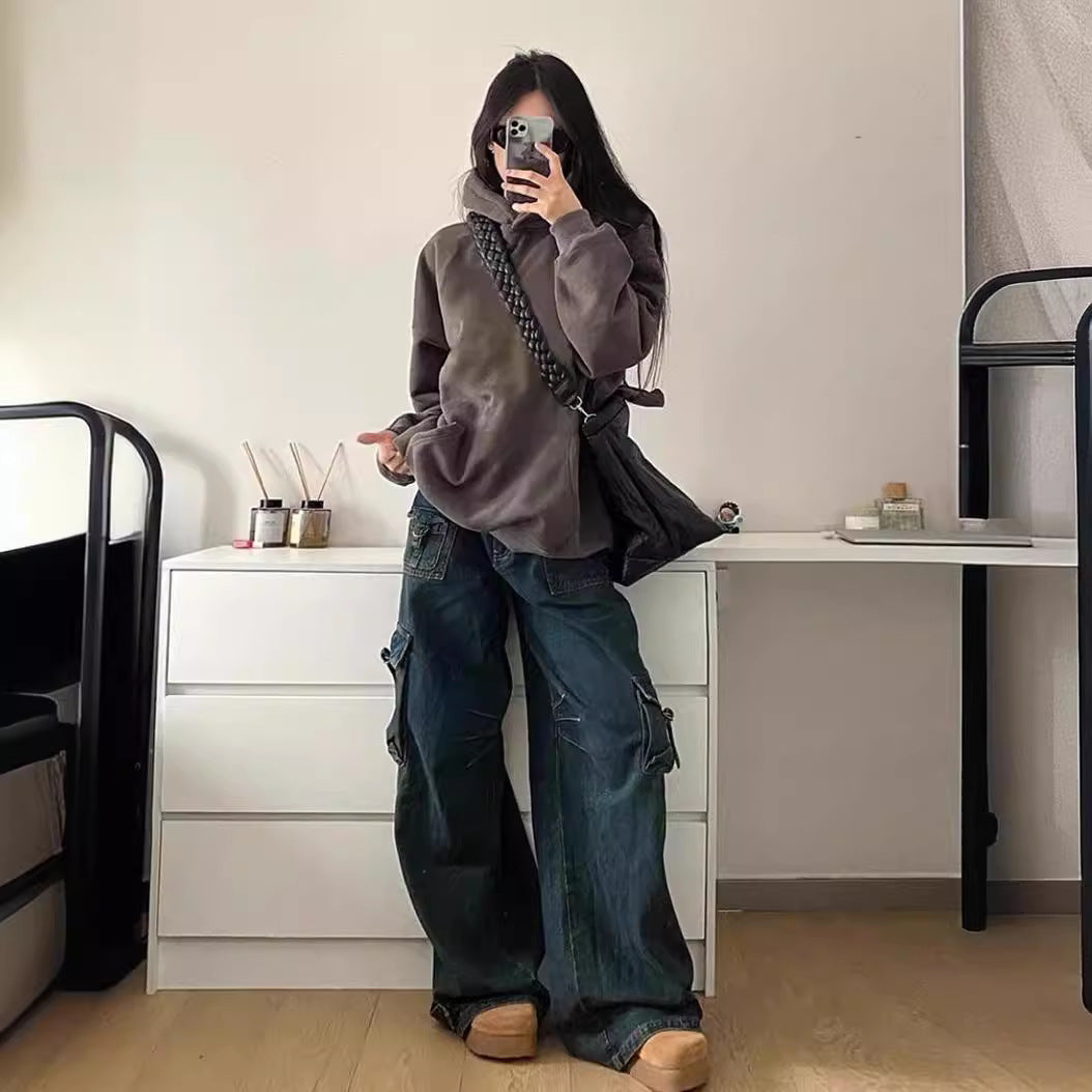 Damen Cargo-Jeans im lässigen Oversized-Stil mit praktischen Seitentaschen EB