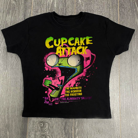 Damen T-Shirt mit kreativem Cupcake-Motiv und modernem Druck EB