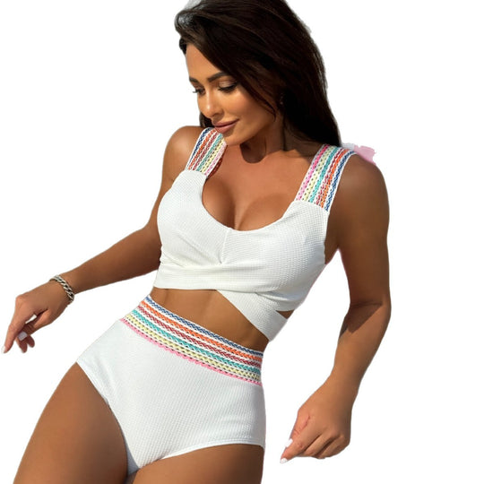 Damen Zweiteiliges Badeanzug-Set mit trendy geflochtenen Trägern EB