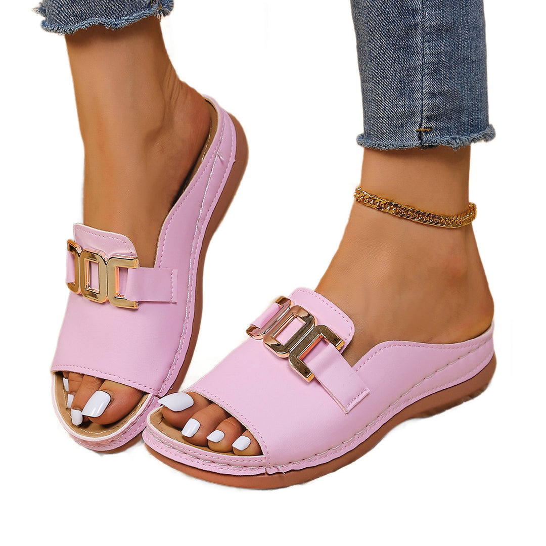 Damen Offene Mules mit modischem Schnallen-Detail EB