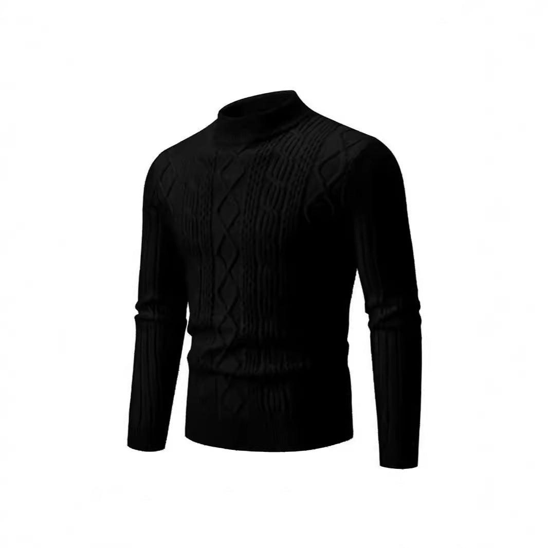 Herren Strickpullover mit Stehkragen und Kabelmuster EB